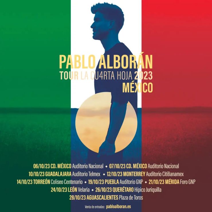 Cartel de la gira de Pablo Alborán en México.