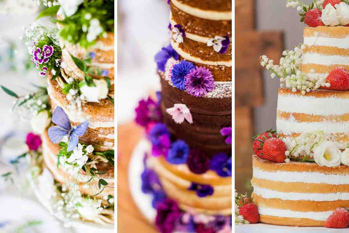 Naked cake pastel de bodas tarta nupcial tendencia 2024